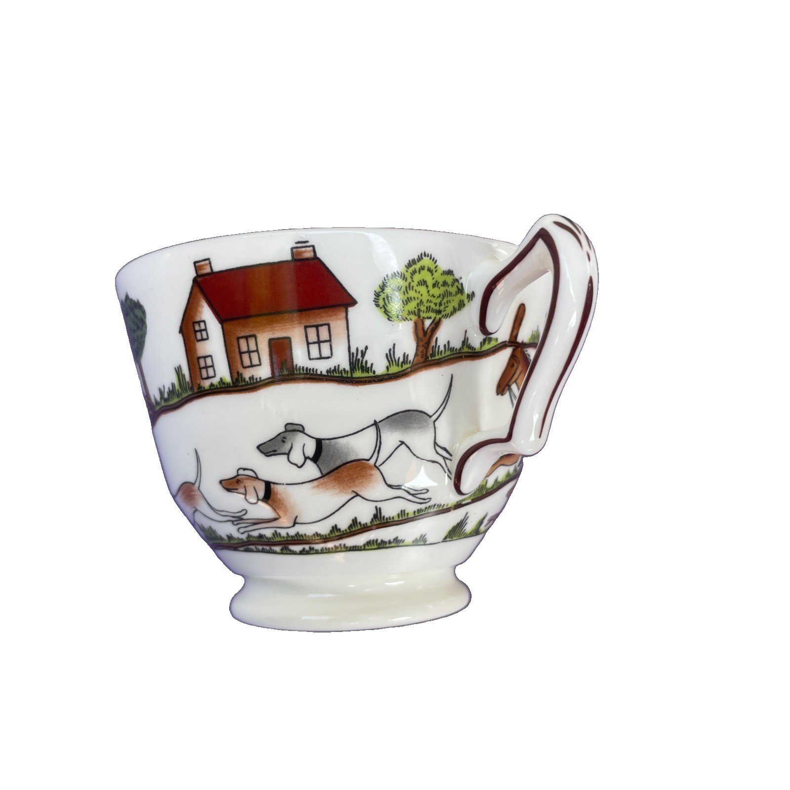 Crown Staffordshire Hunting Scene Fine Bone China Teacup - Excellent Condition
