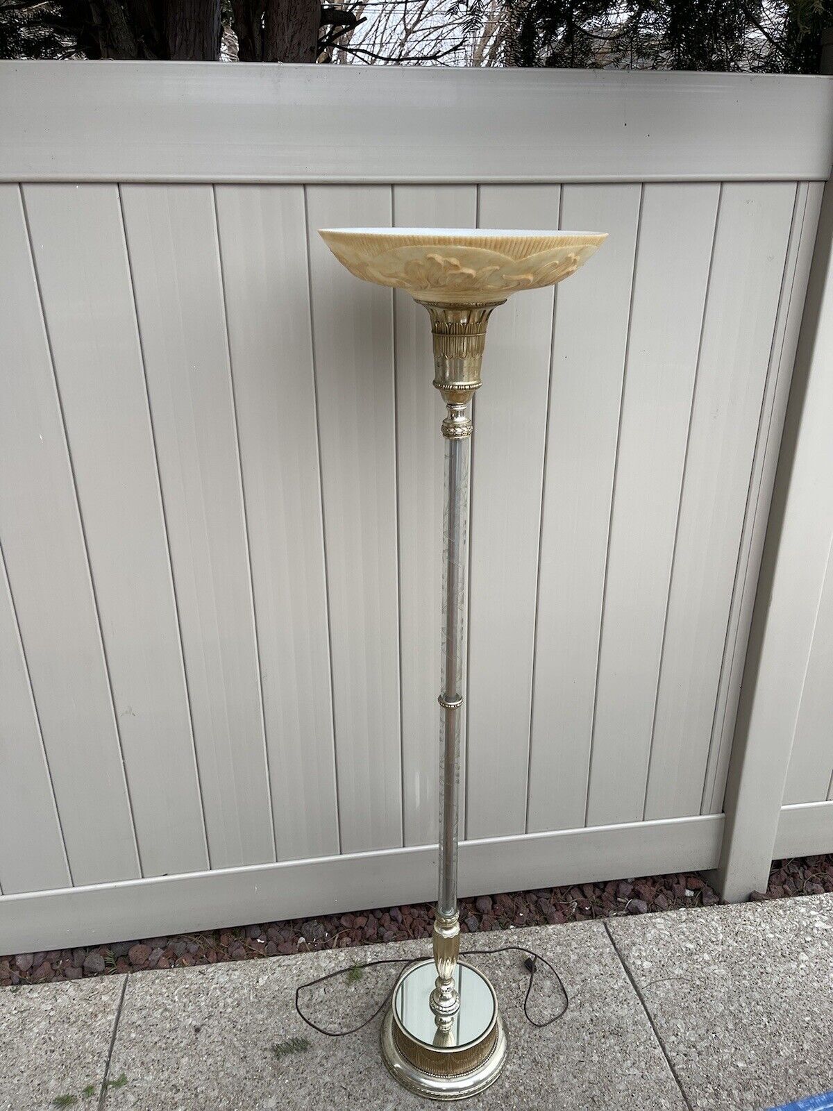 Hollywood Regency 1930's Vintage Torchiere Floor Lamp, Silver Plated,Cut Glass.