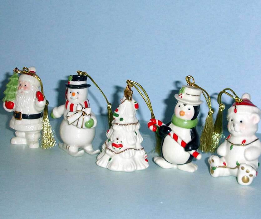 Lenox Very Merry Christmas SET/5 Ornament Boxes Santa Snowman Bear Penguin Tree