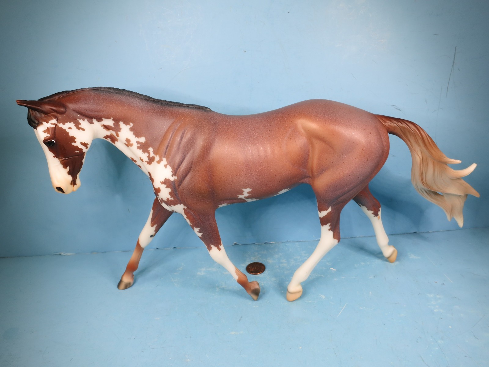 BREYER TRADITIONAL-Full Moon Rising Chestnut Roan Pinto Strapless Mold-2023-USED