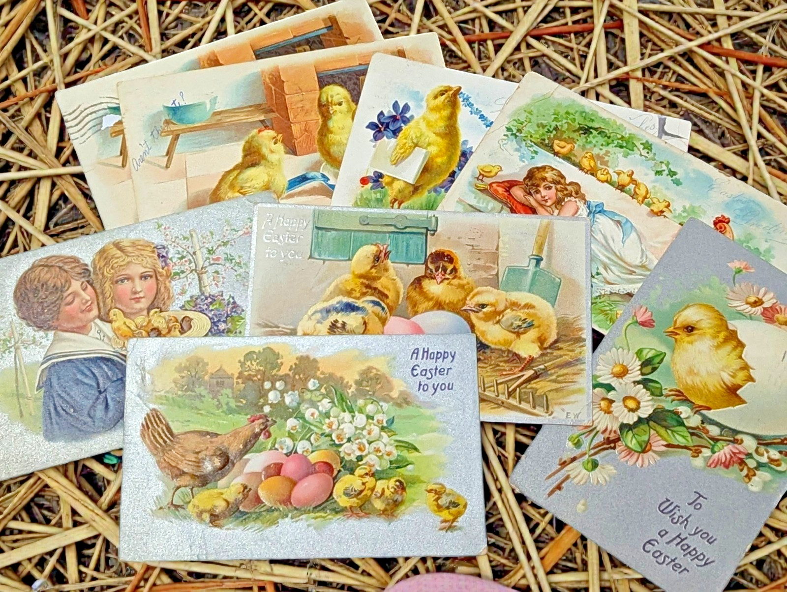 8 Vintage Tuck\'s Easter Postcards Chicks Eggs Children Series 101 103 112 113 8 Vintage Tuck\'s Easter Postcards Chicks Eggs Children Series 101 103 112 113
