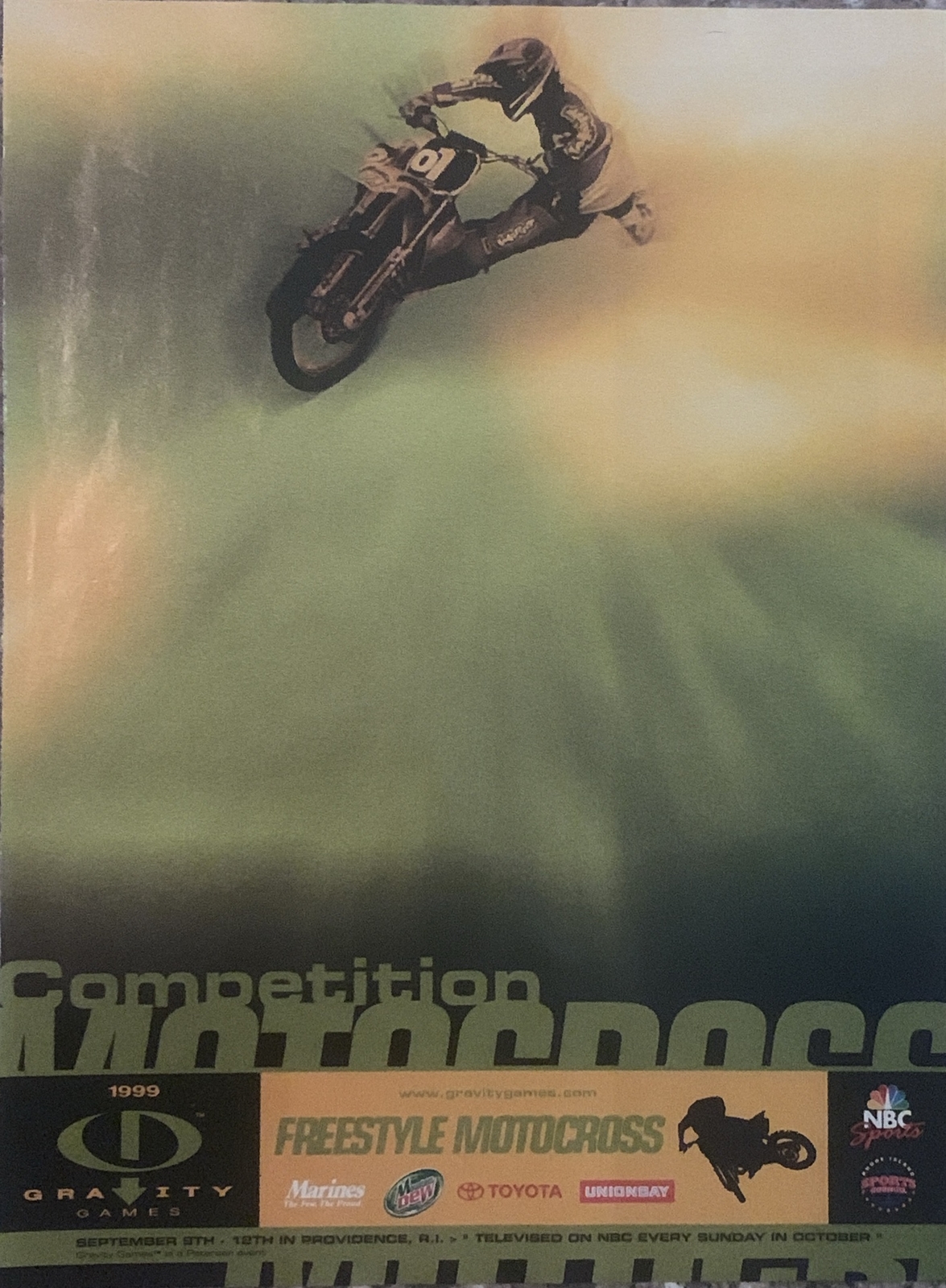 1999 Gravity Games PRINT AD Freestyle Motocross Providence RI NBC Sports VTG 90s
