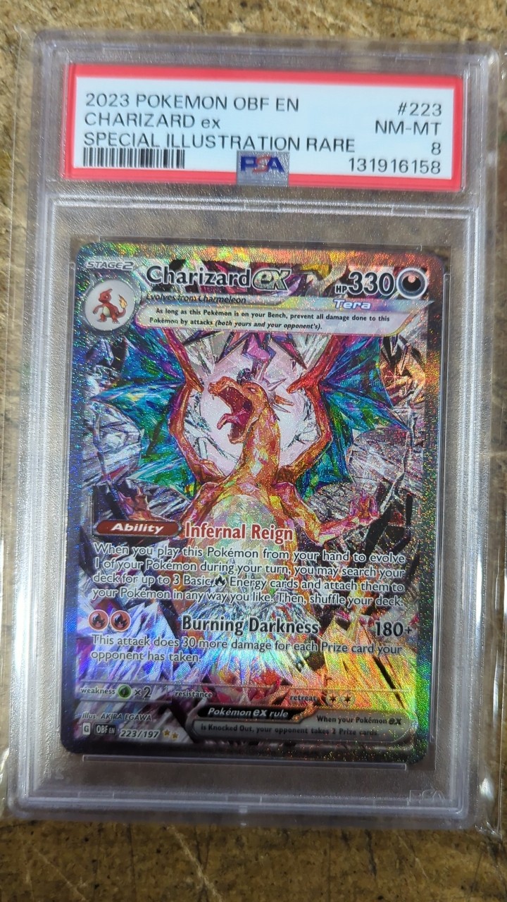 2023 Pokemon Charizard ex 223/197 Obsidian Flames SIR PSA 8 NM-MT Graded
