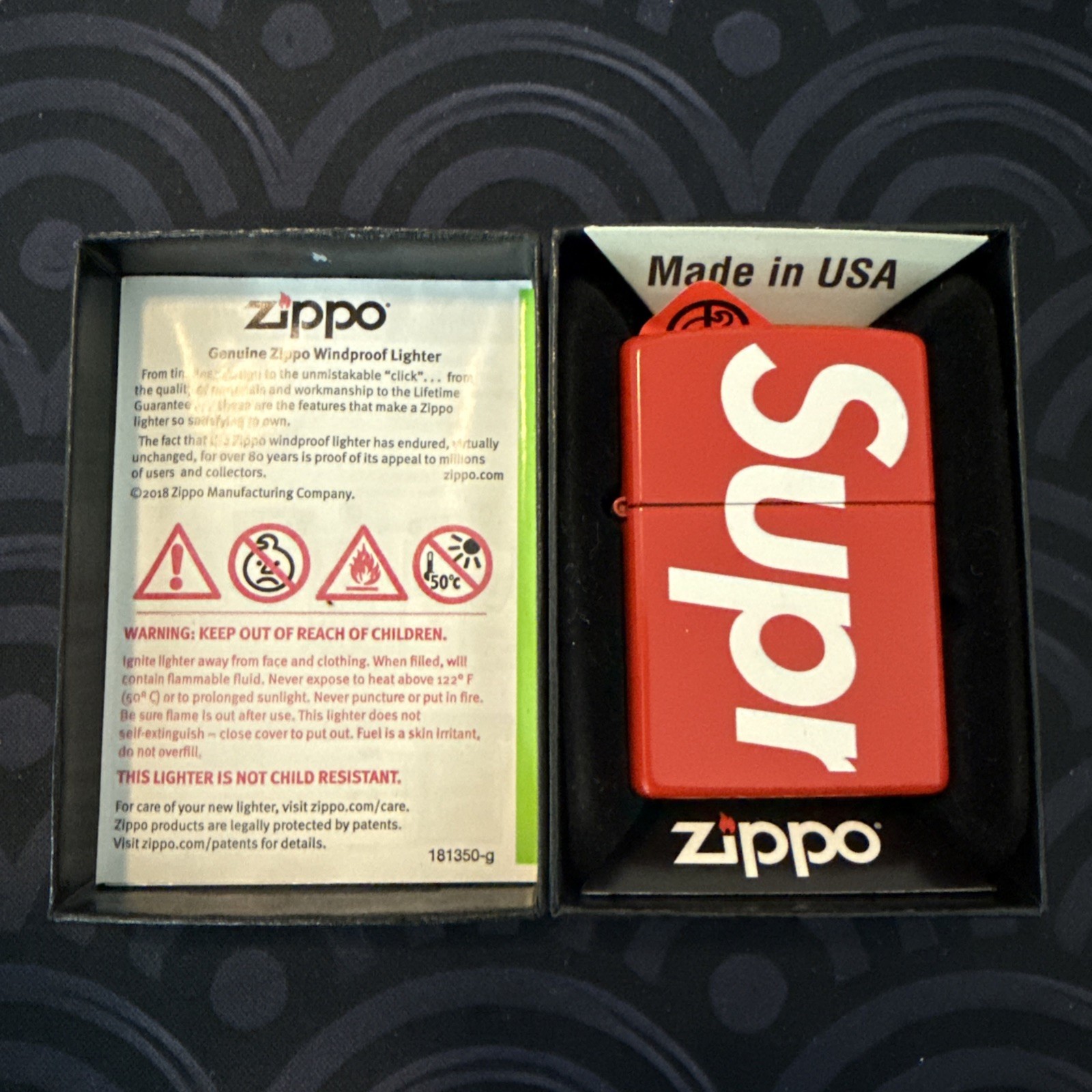 BRAND NEW SUPREME x Zippo Lighter RED Box Logo SS18