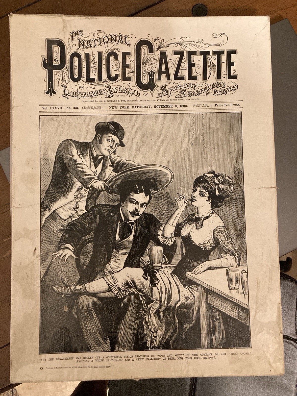 Vintage 1880's Police Gazette 6 Complete Issues With Original Box