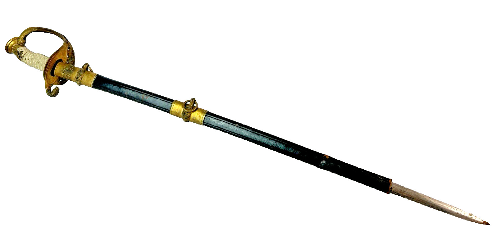 Vintage U.S. NAVY Presentation Sword With Scabbard ID\'d Named Naval Officer