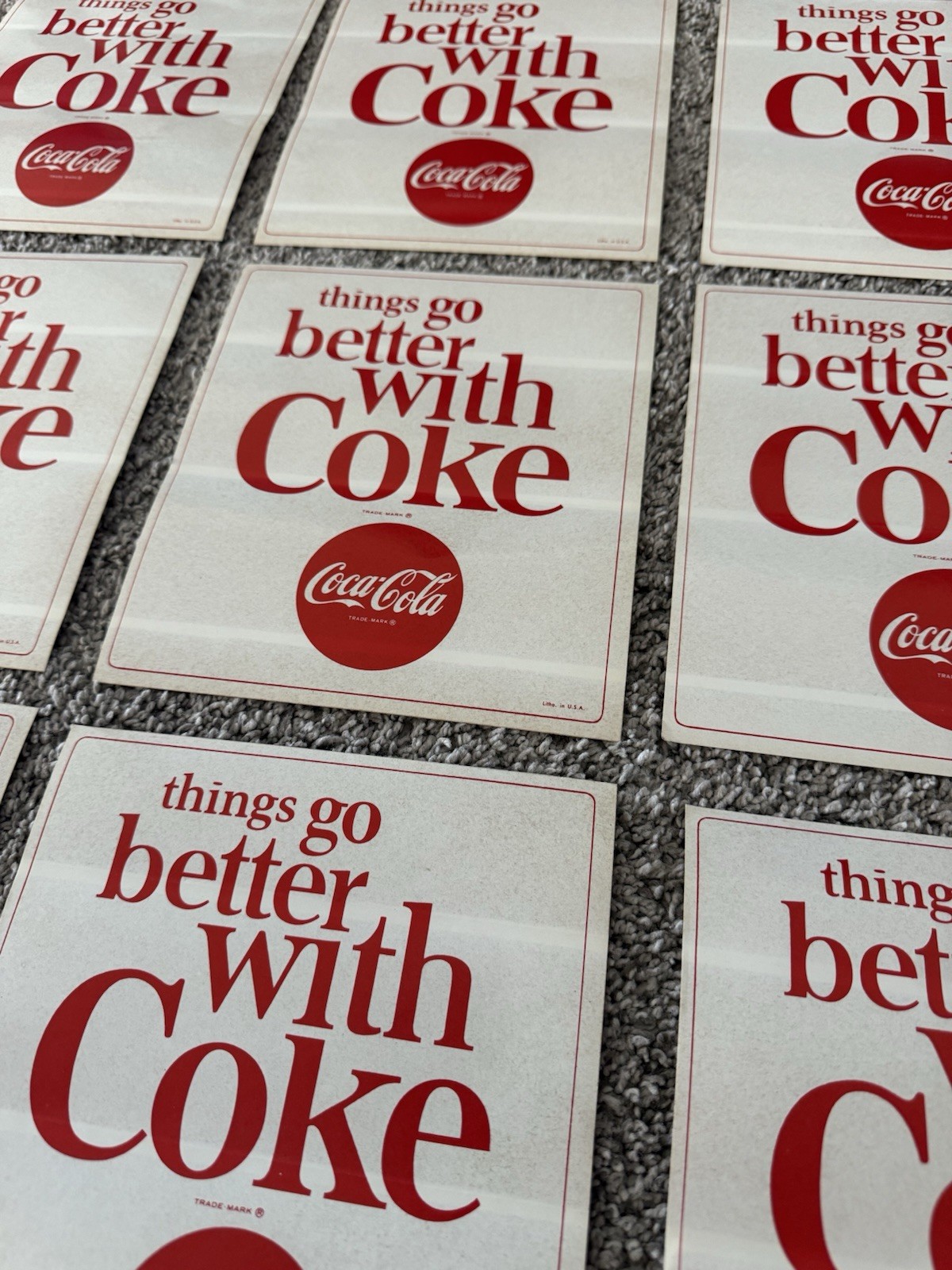 ( 1 ) Vintage 1960s Coca-Cola Decal “Things Go Better With Coke 7.5x6.5 Original ( 1 ) Vintage 1960s Coca-Cola Decal “Things Go Better With Coke 7.5x6.5 Original