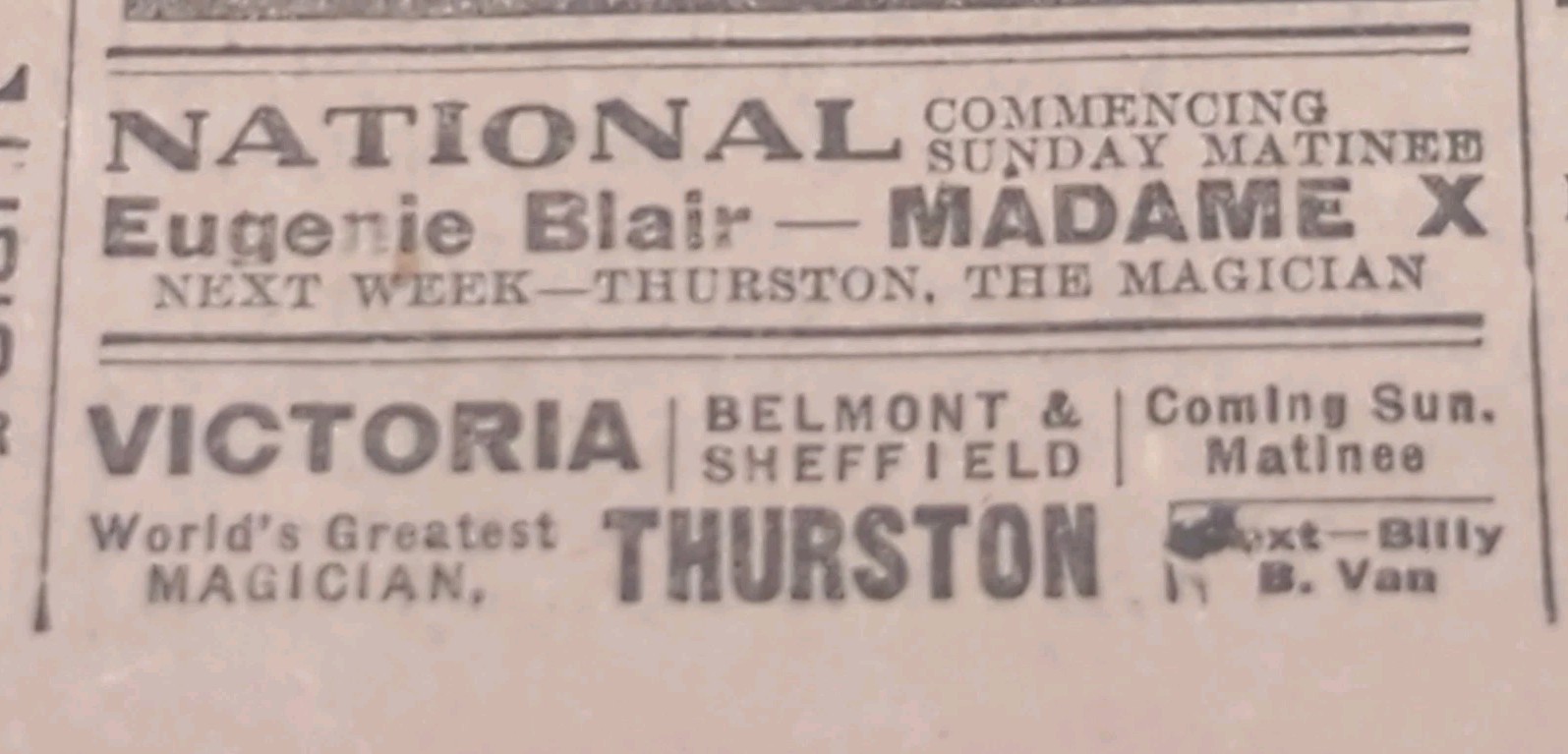 JAN 12, 1913 NEWSPAPER PG #2897- HOWARD THURSTON MAGIC SHOW- RARE DOUBLE BOOKING