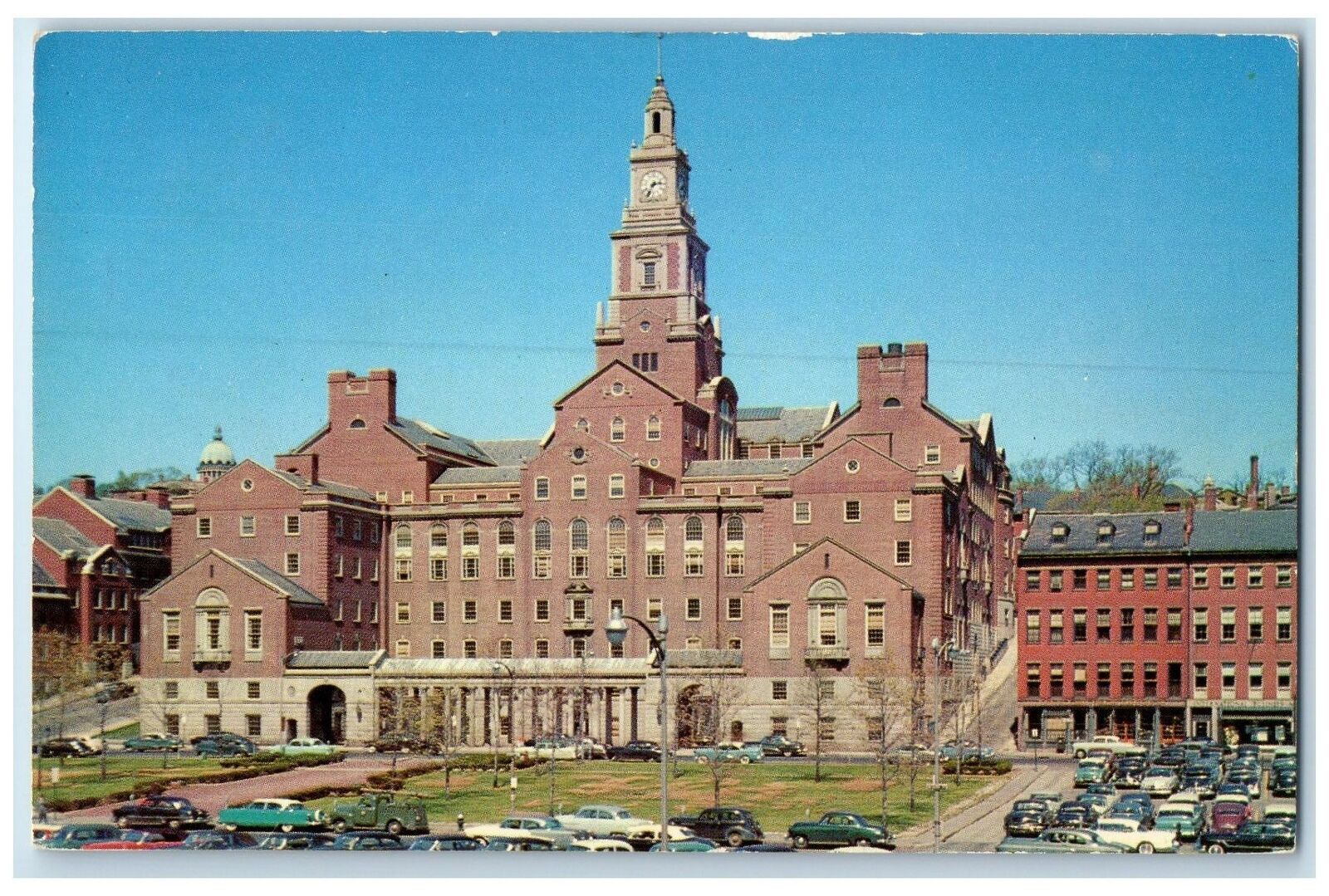 1941 Court House Building Tower Classic Cars Providence Rhode Island RI Postcard