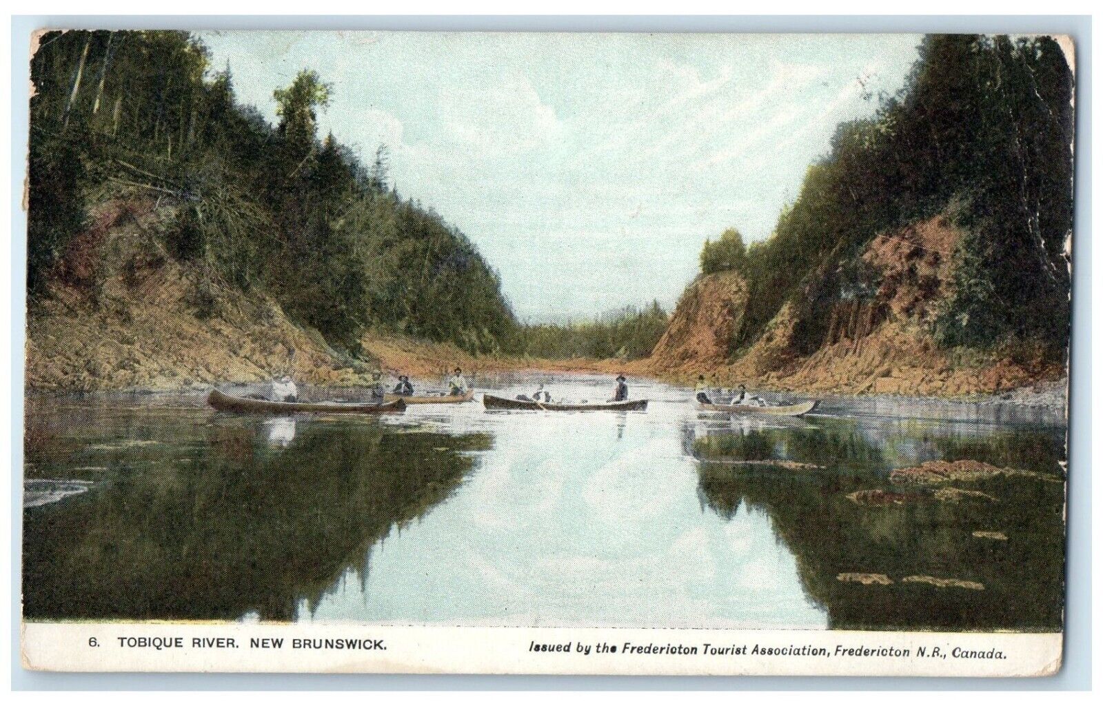 1908 Boat Canoeing Tobique River New Brunswick Canada Antique Postcard