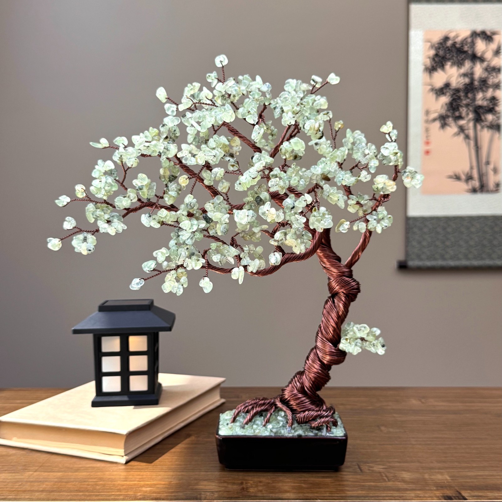 Large Prehnite Crystal Bonsai Tree Gemstone tree of Life
