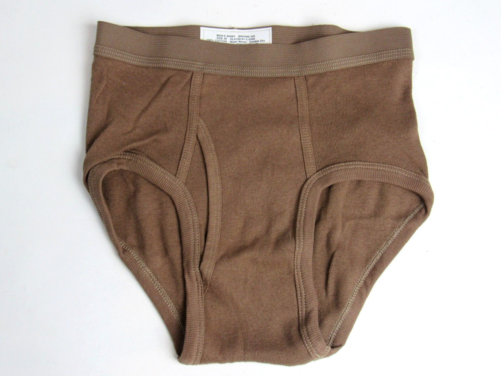 NOS Vtg Men's US Military Army Issue Drawers Brief Sz 30 Brown 436 USA Made 1991