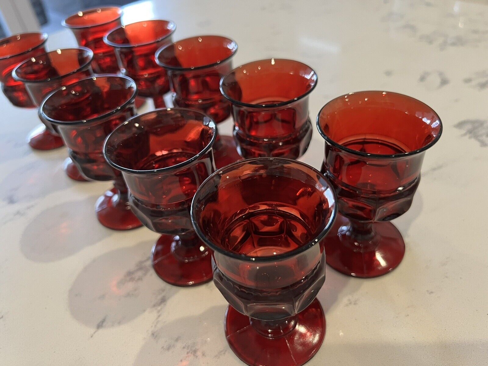 Vintage Colony Crown Ruby Red Stemmed Cordial Glasses Barware Lot of 10