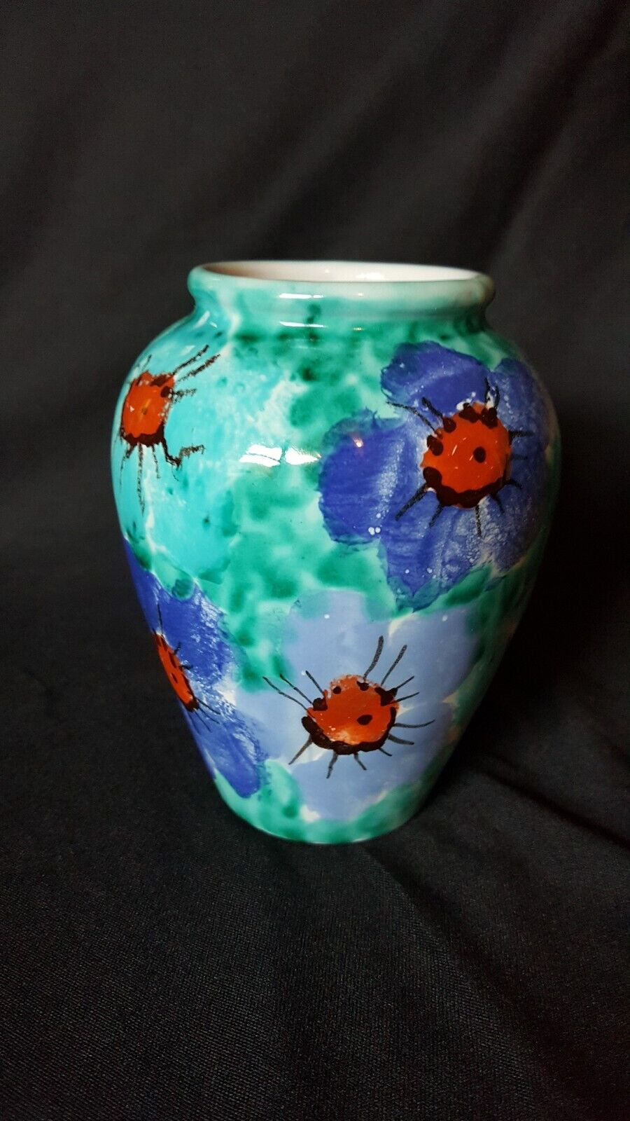 Ceramic vase from Italy Shade of Blue green hand painted 5.25\