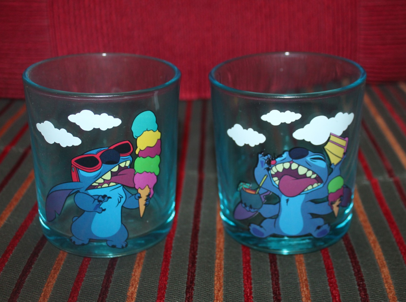 Set of 2 Disney Stitch Drinking 3 inch Glasses - Stitch with Ice Cream - New