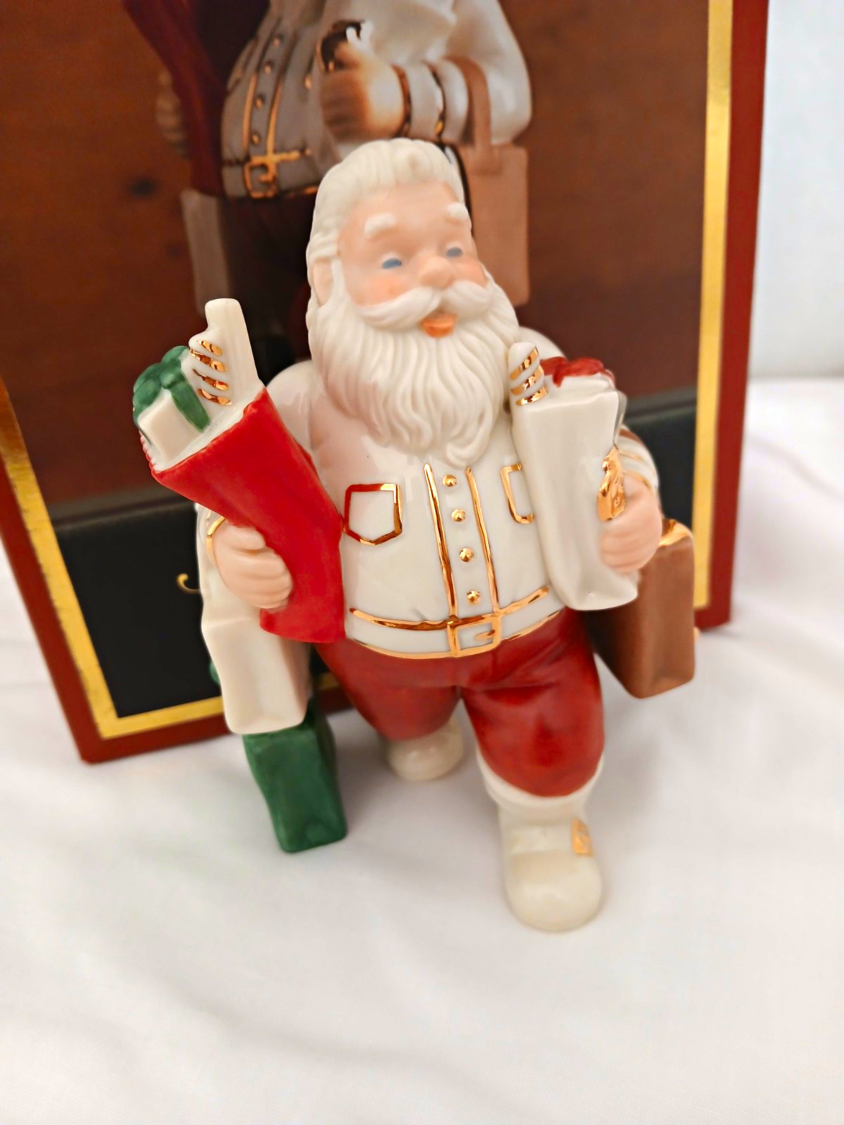 Lenox Santa's Pastimes Shopper Santa Porcelain Figurine, New in Box Lenox Santa's Pastimes Shopper Santa Porcelain Figurine, New in Box