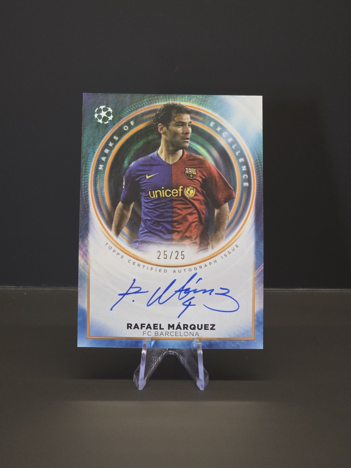 RAFAEL MARQUEZ 25/25 AUTO TOPPS MARKS OF EXCELLENCE 2025 ON CARD OMEGA NUM 1/1
