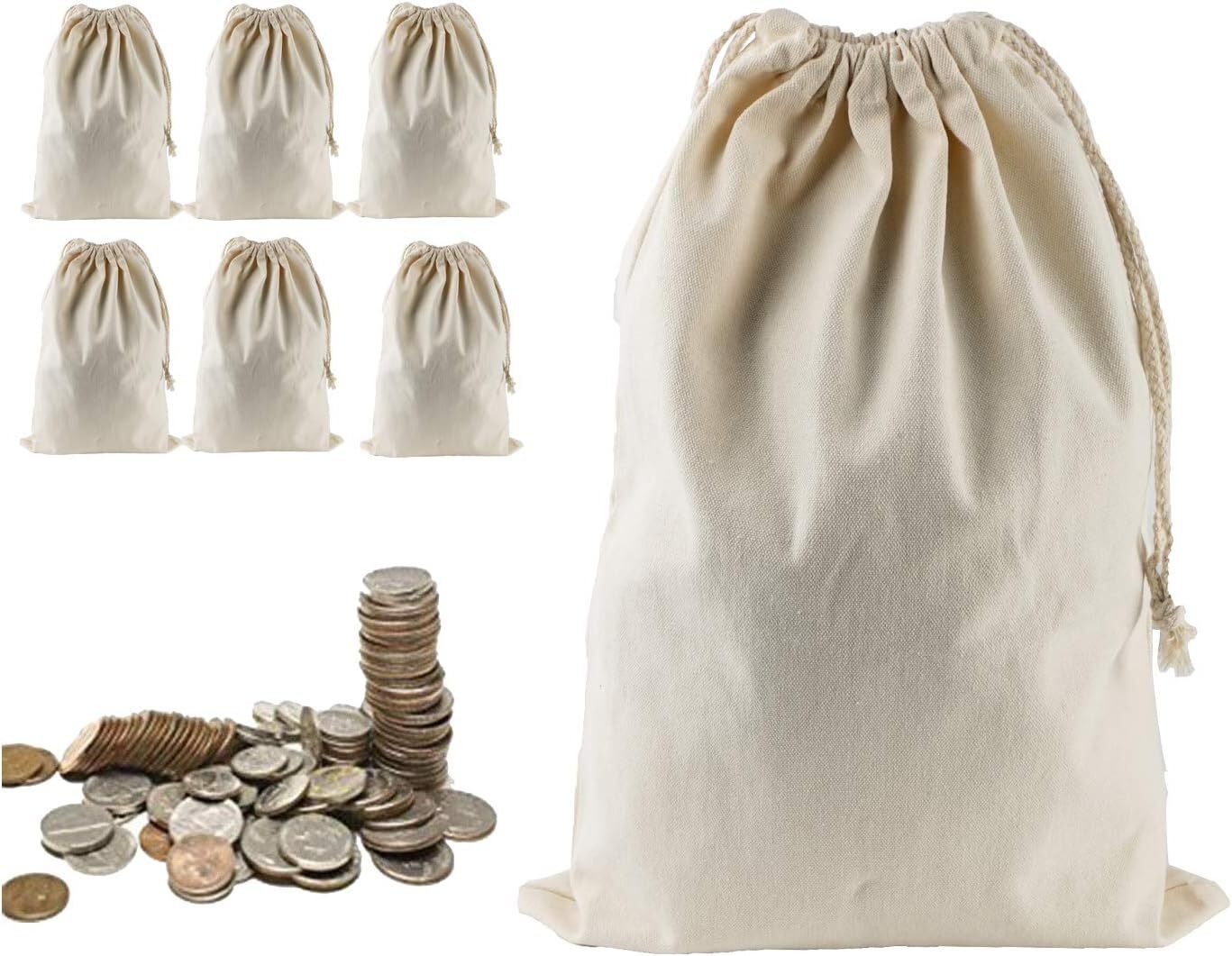 6 Packs Bank Coin Money Cash Bag Sacks, 12\