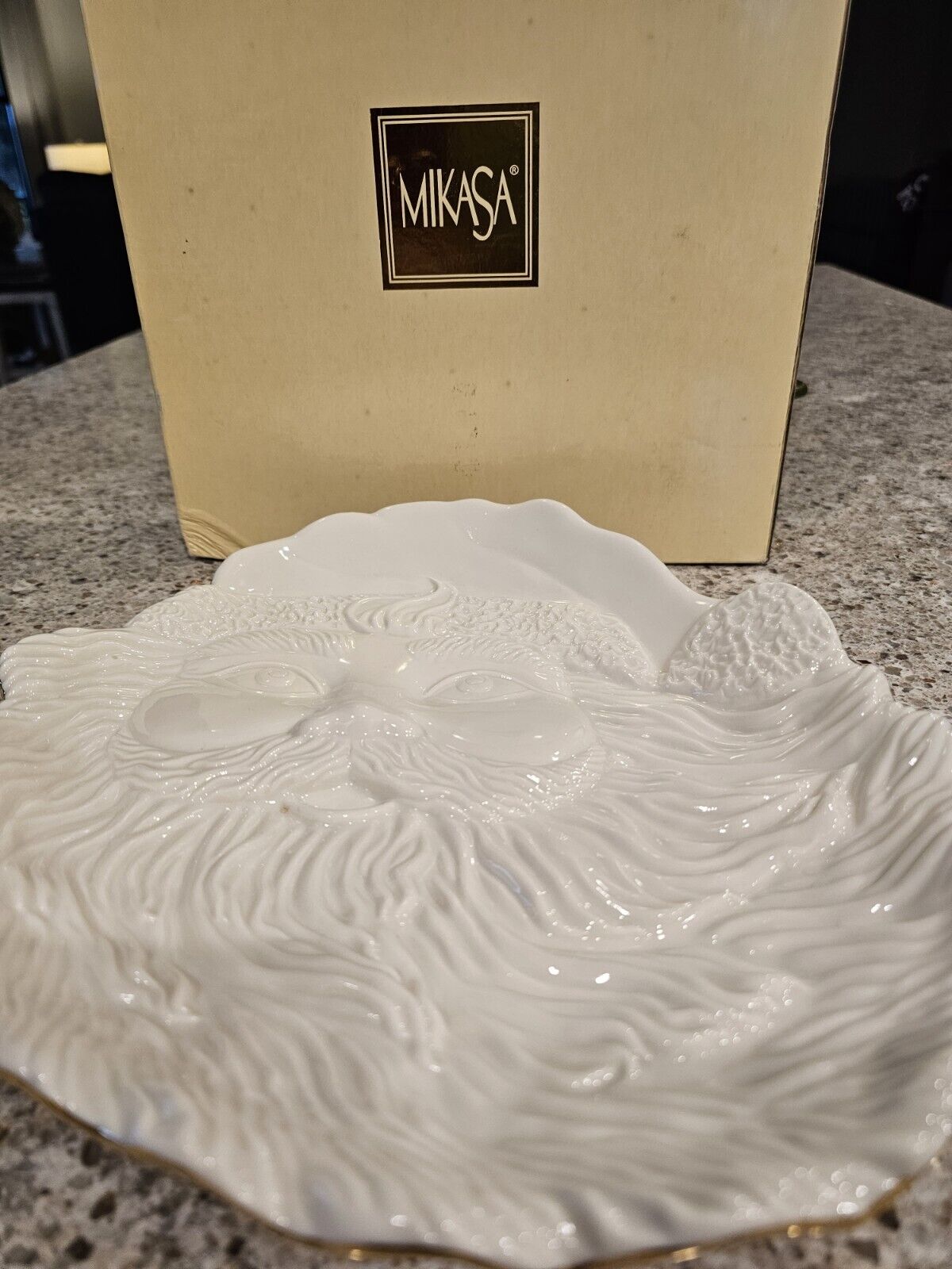 Mikasa Porcelain Santa Cookie Plate With Original Box.