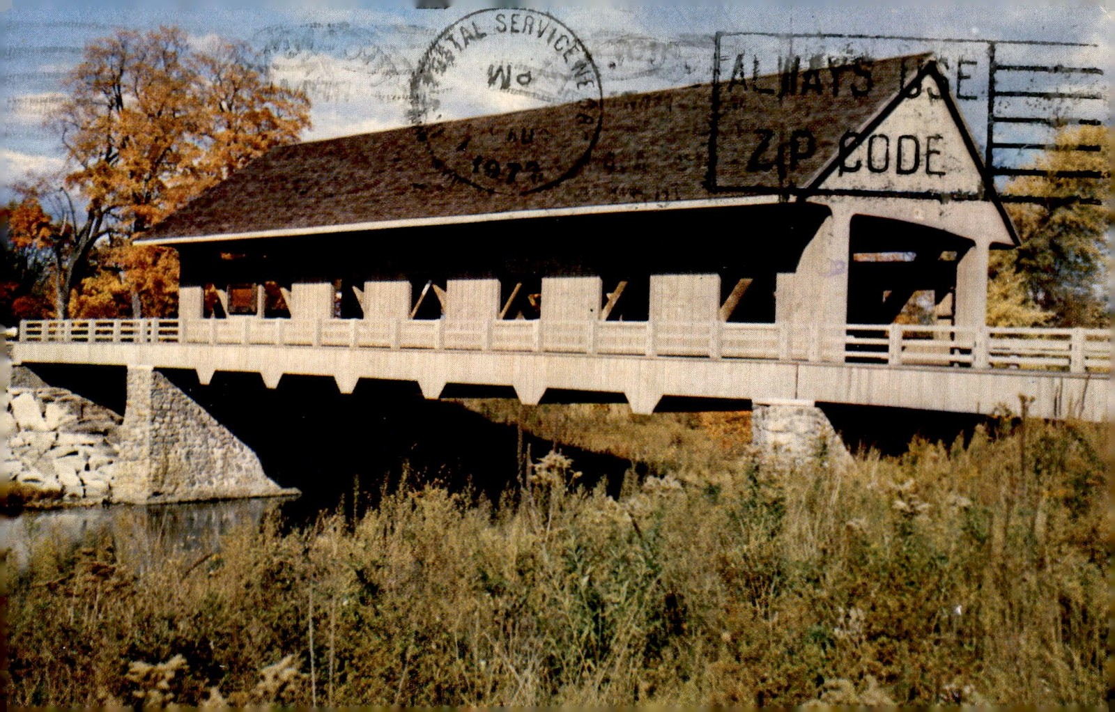 Covered Bridge, East Pepperell, MA - 1970 Postcard
