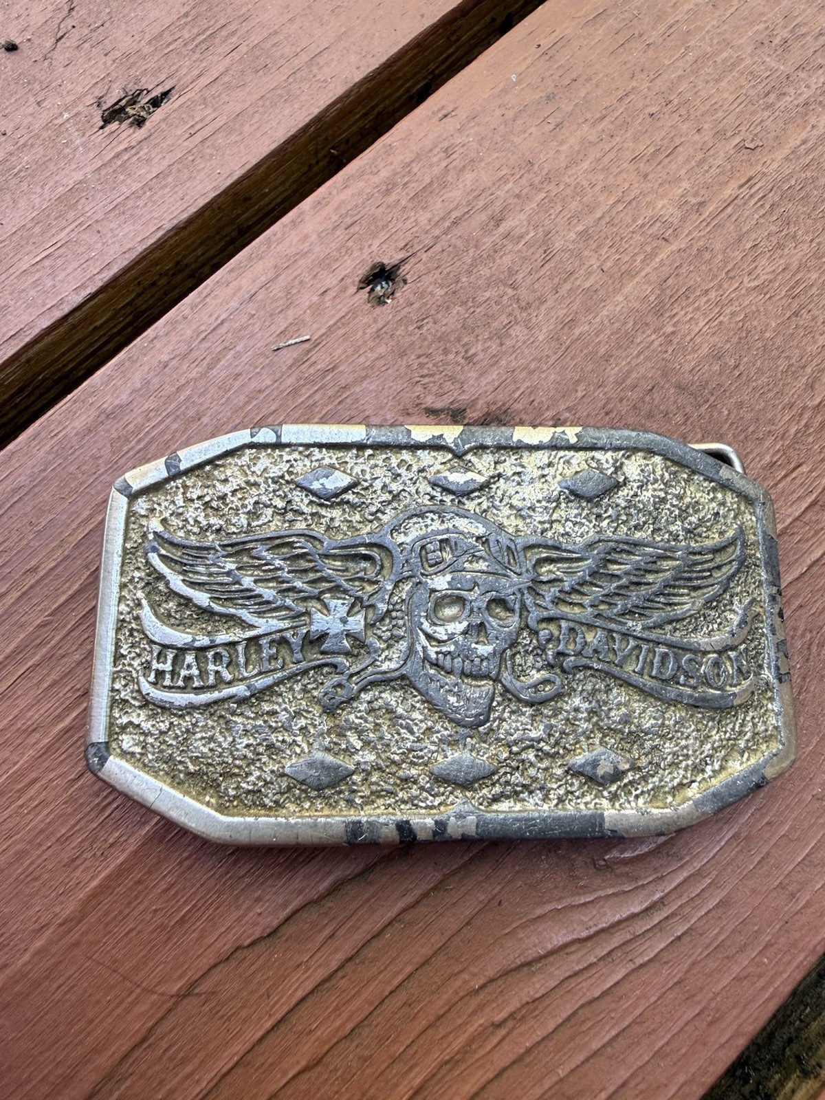 Vtg 1970's Harley Davidson Flying Winged Skull Belt Buckle # 602 USA