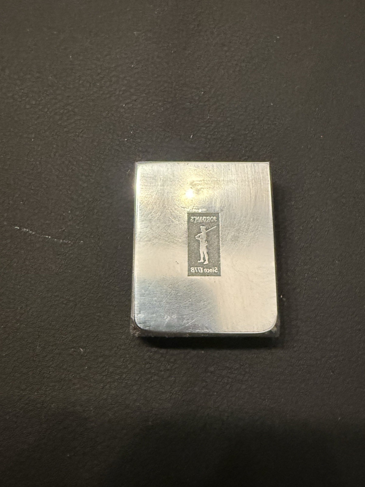 Antique Jordan’s Since 1778 Steel Printing Die Snuff Tobacco Logo