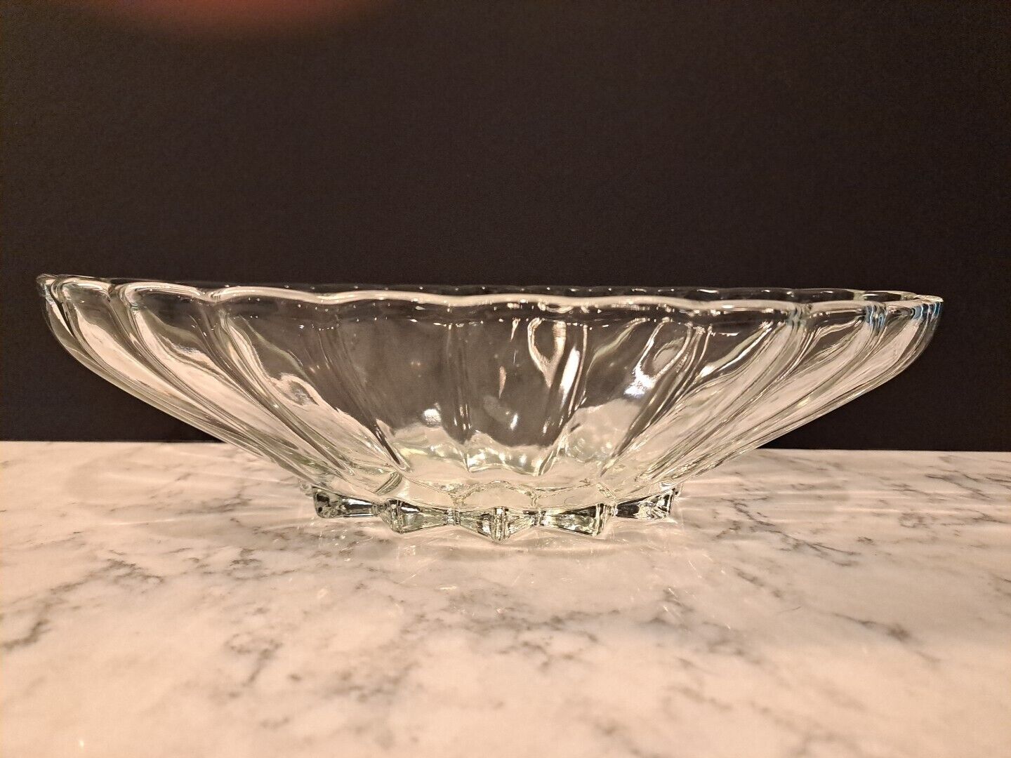 VIntage Heisey Crystolite Oval Fruit Bowl 13” Fluted Centerpiece