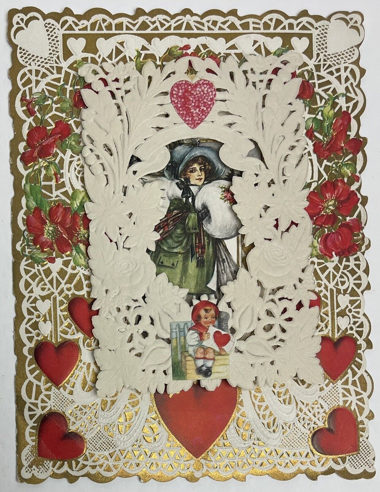 Vintage Victorian Valentine Greeting Card Printed Message 3D