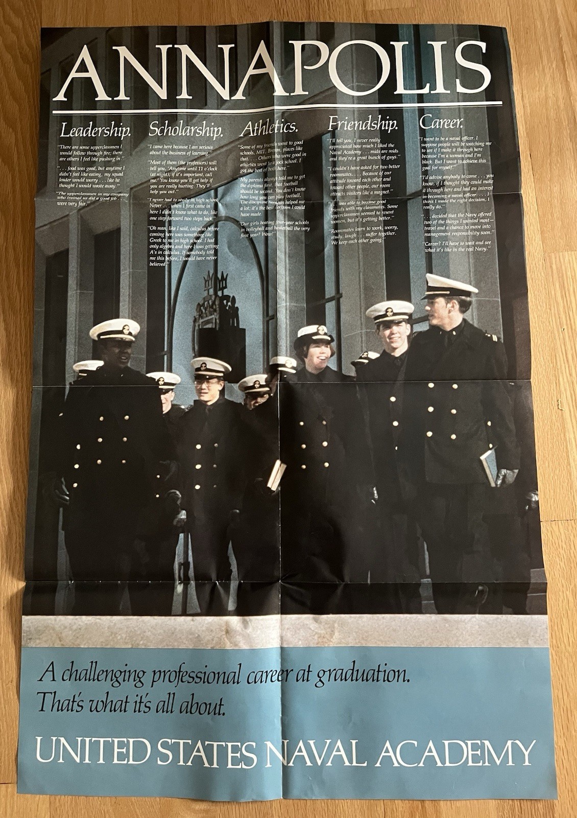 Vintage 1974-75 US Naval Academy Annapolis Recruiting Poster Brochure 34” x 22”