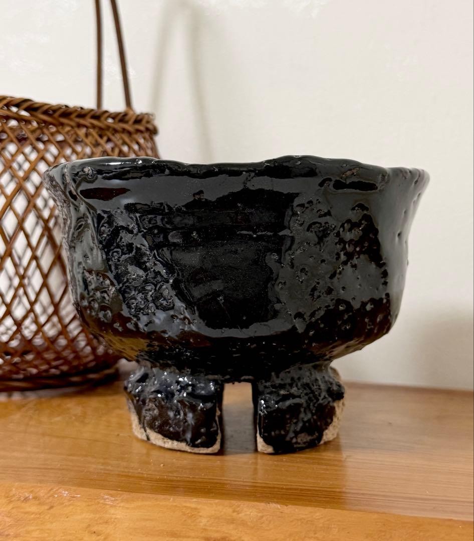 Tea Utensils Hagi ware, Yamane Seigan, relatively expensive, black, jet matcha b