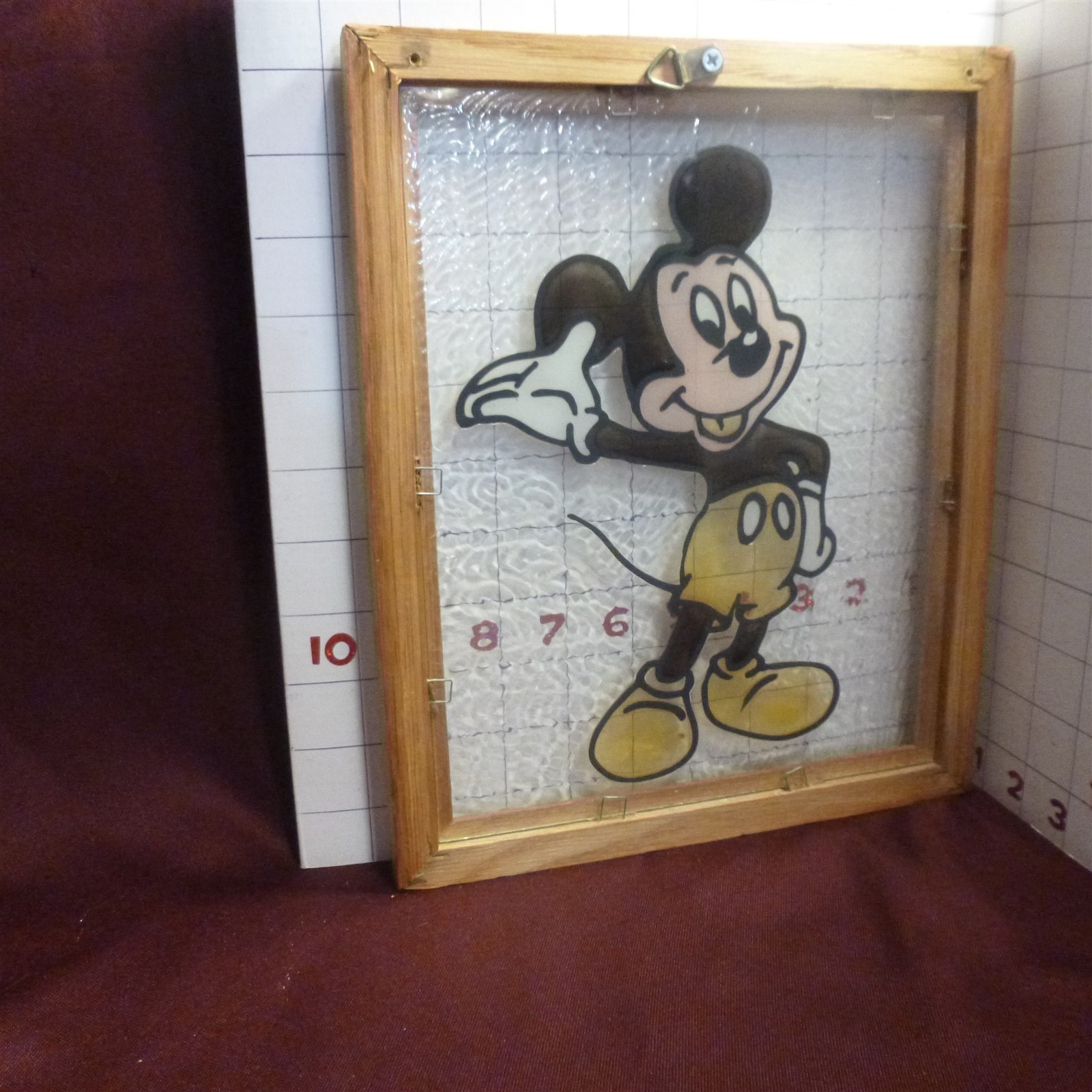 Vintage Mickey Mouse foil art oak wood framed picture EUC