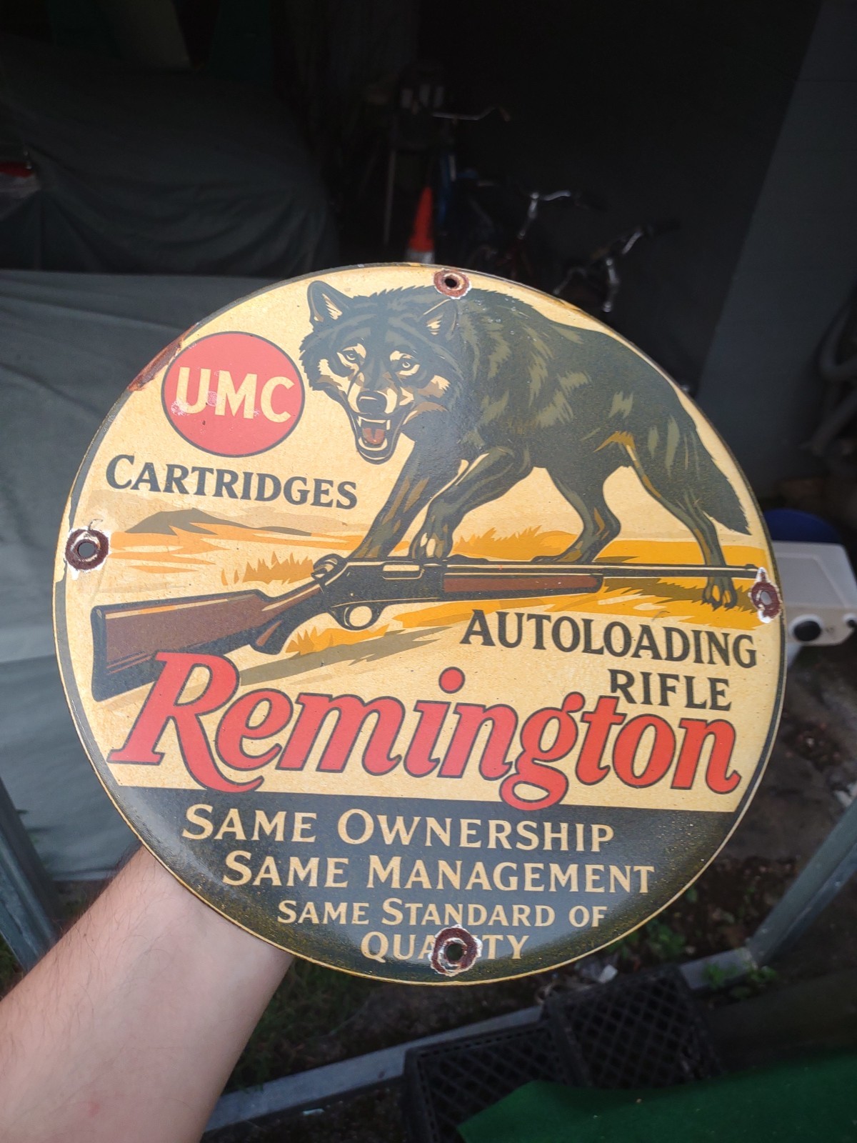 Vintage Remington Porcelain Sign - Firearms Autoloading Rifle Cartridges Sign Vintage Remington Porcelain Sign - Firearms Autoloading Rifle Cartridges Sign
