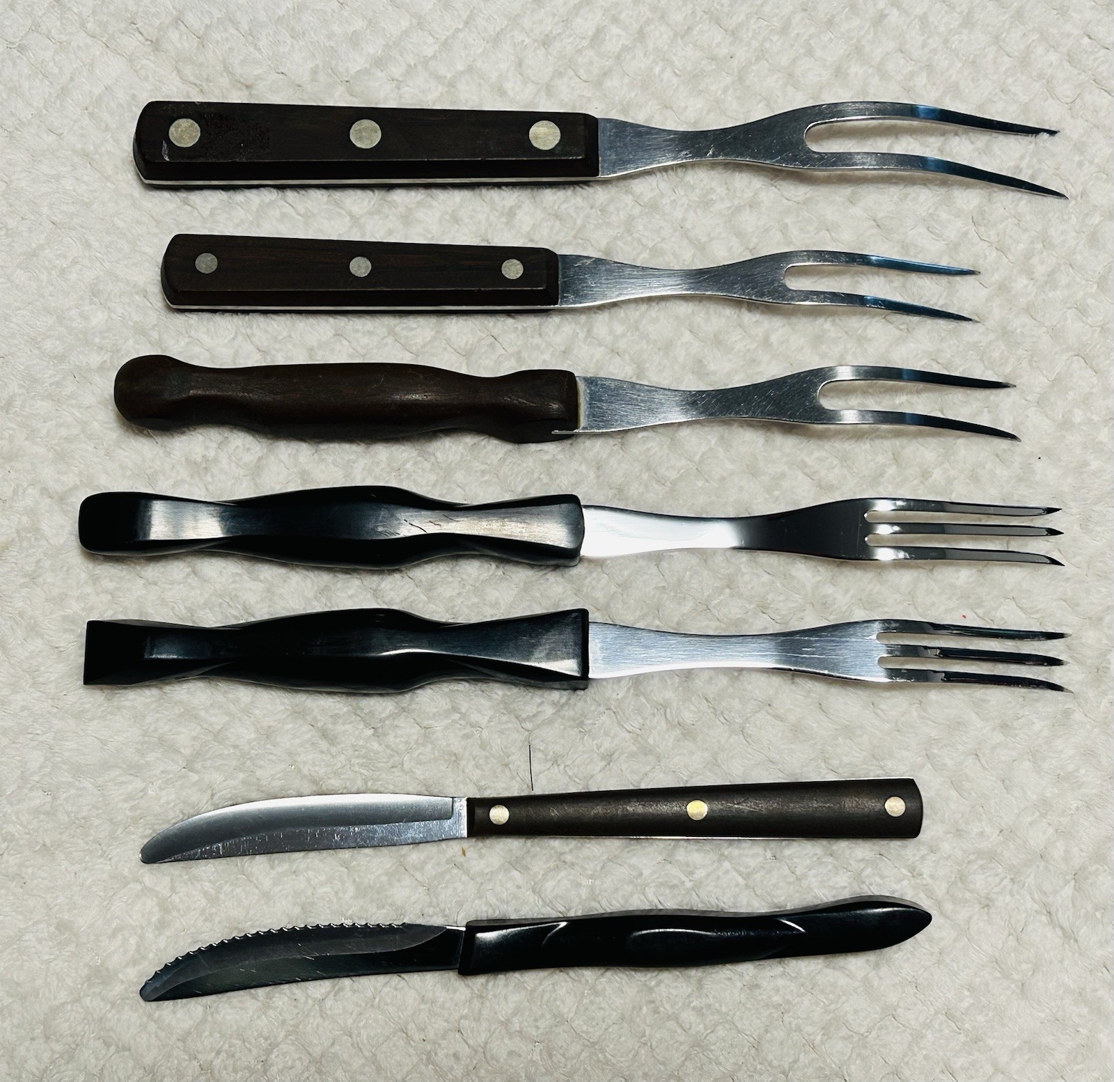 Cutco Serving Fork Lot 5 USA 1726 1030 37 Carving Roast BBQ And 2 Knives 1759 47