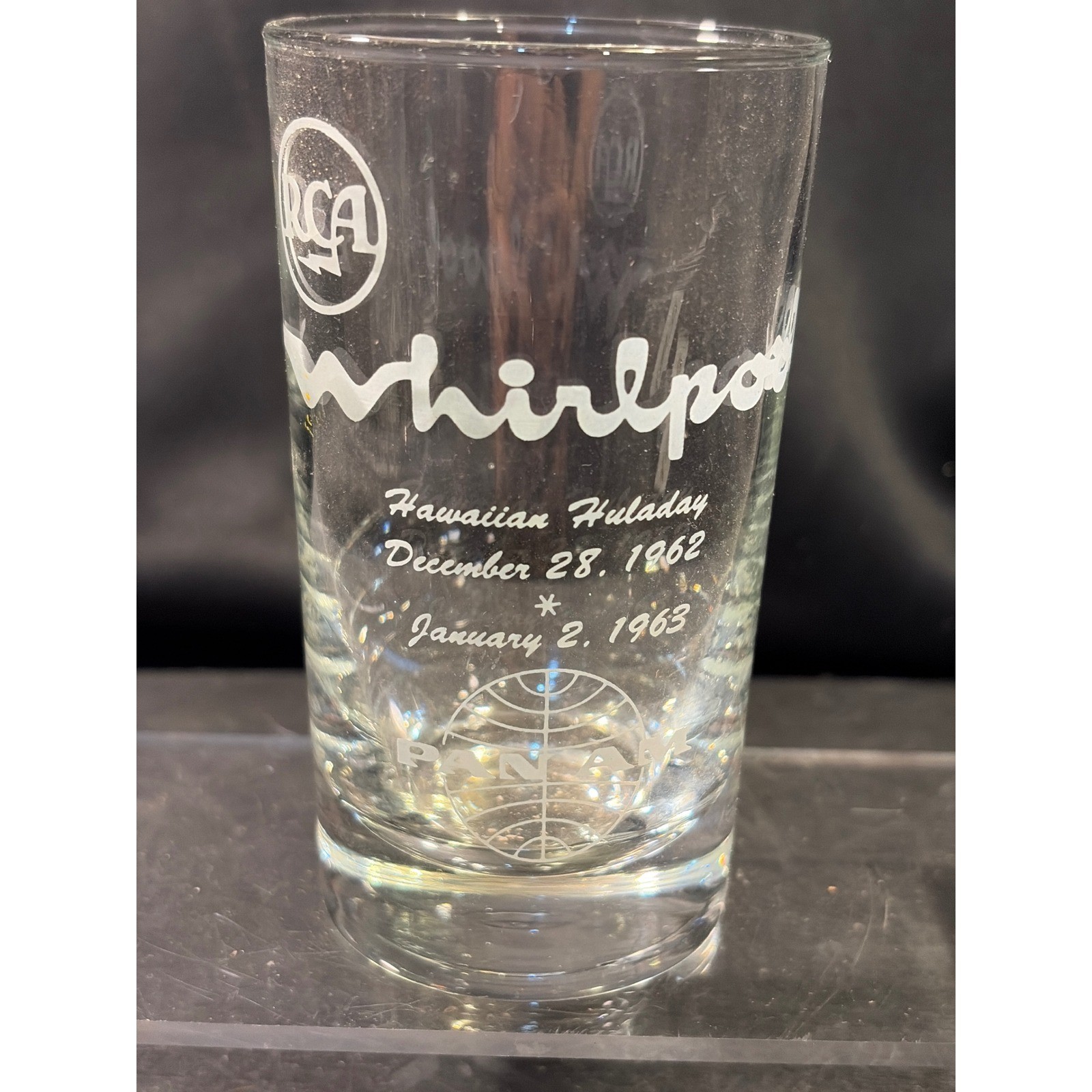 Vintage 1962 RCA Whirlpool Pan Am Hawaiian Huladay Commemorative Glass MCM
