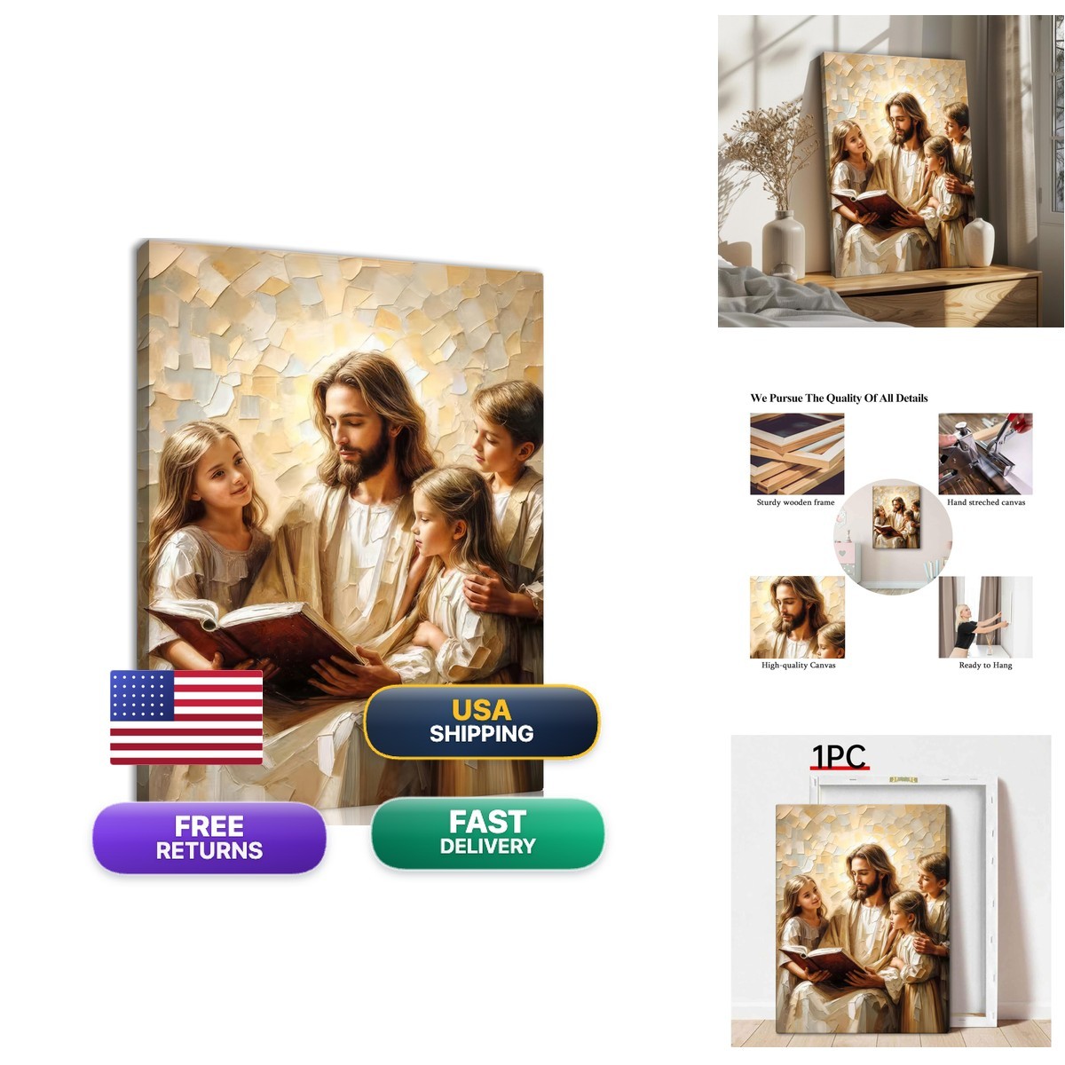 CXKAWM Jesus Teaching Children Canvas Wall Art Christian Kids Room Decor CXKAWM Jesus Teaching Children Canvas Wall Art Christian Kids Room Decor