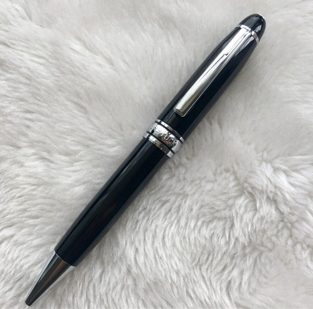 Luxury Le Grande Series Bright Black+Silver Clip 0.7mm Ballpoint Pen NO BOX