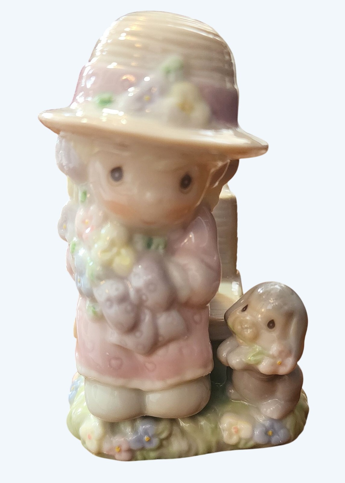 Seasoned With A Smile Avon Precious Moments Girl & Bench Salt & Pepper Shakers