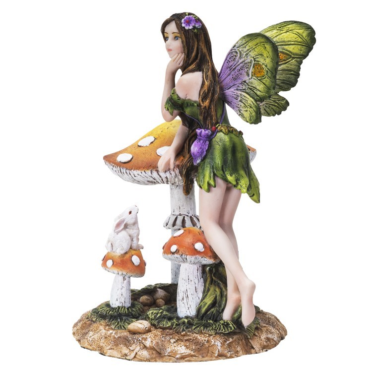 MUSHROOM FAIRY W/ BUNNY 6 INCH - 14316