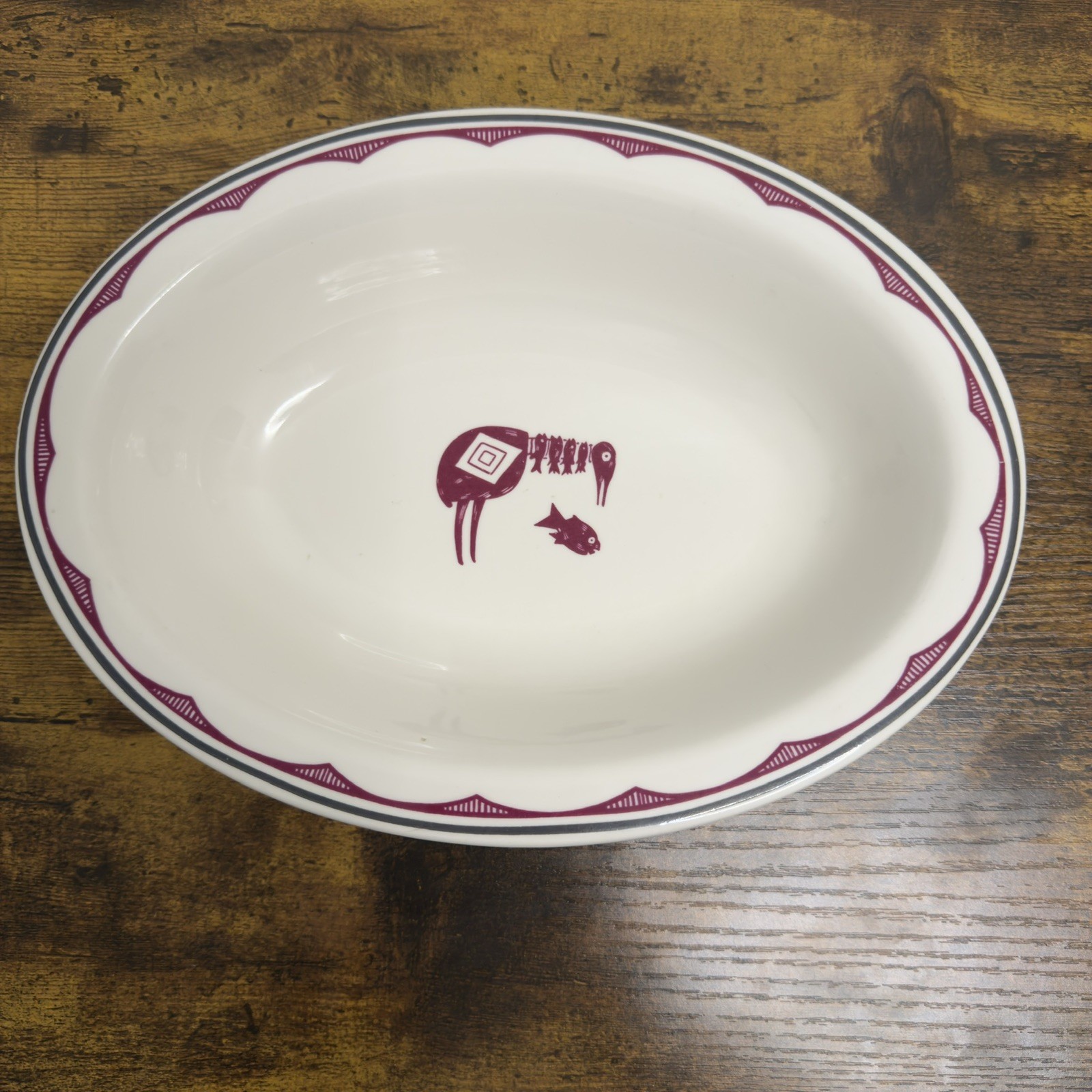Pipestone Ancient Mimbreno Red Oval Vegetable Bowl Santa Fe Dining 10”