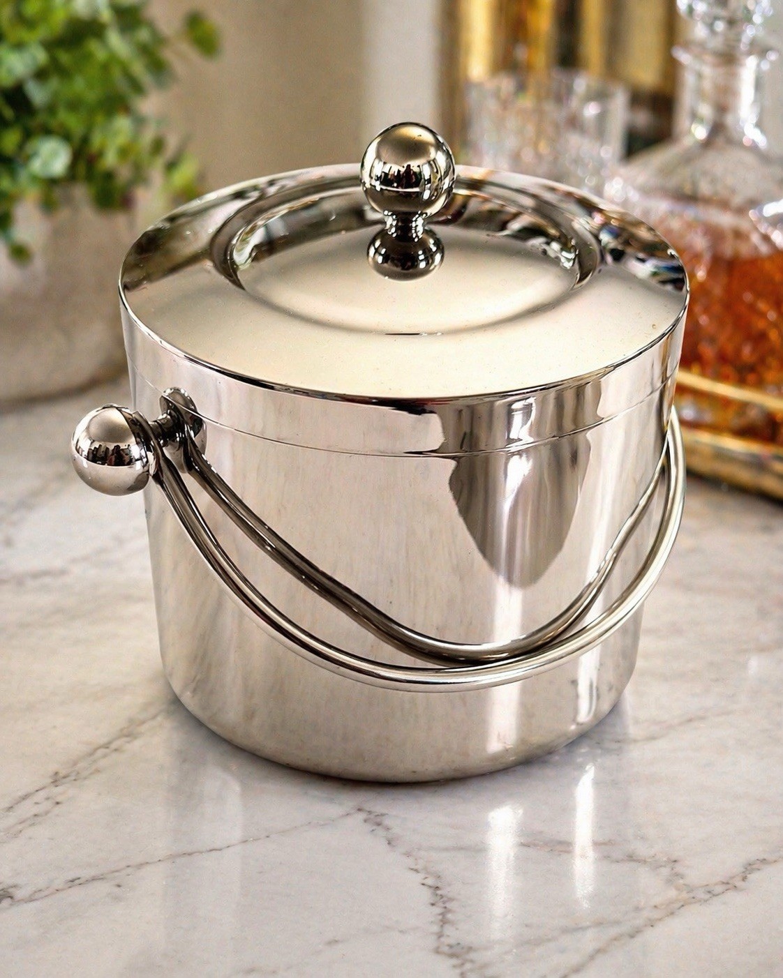 Marquis by Waterford Stainless Steel Ice Bucket w Lid Modern Barware Marquis by Waterford Stainless Steel Ice Bucket w Lid Modern Barware