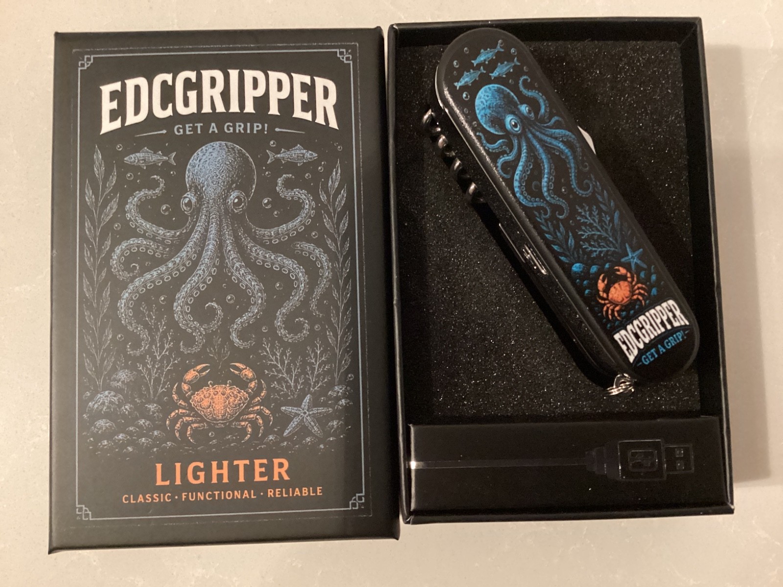 EDC Gripper Sea Bomb TI Coated  VG10 Flipper Blade Button Liner Lock Frag Handle