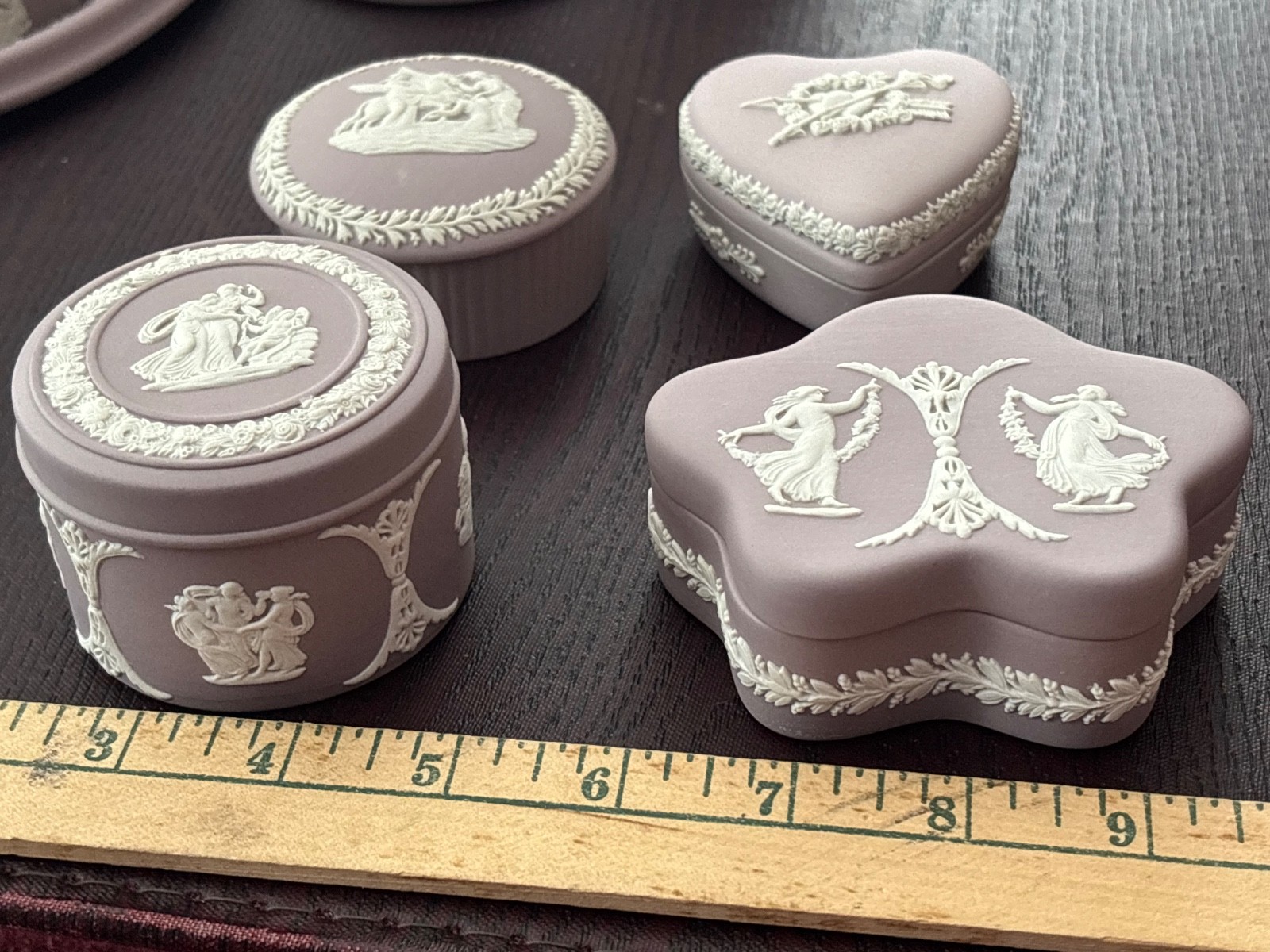 4 Wedgwood lilac lavender covered trinket ring boxes 4 Wedgwood lilac lavender covered trinket ring boxes