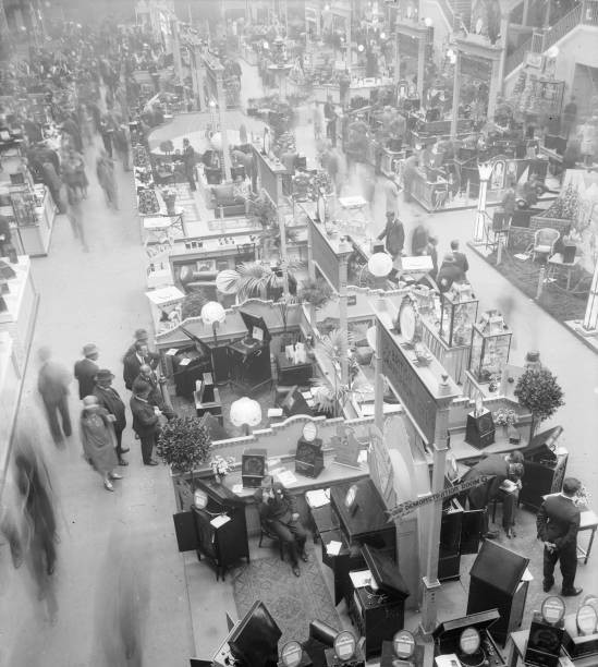 Visitors to the Radio Show Olympia London Historic Old Photo