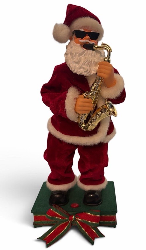 Vintage Animated Santa Claus PlYs Jazzy Music And Dances 14” Tested Works