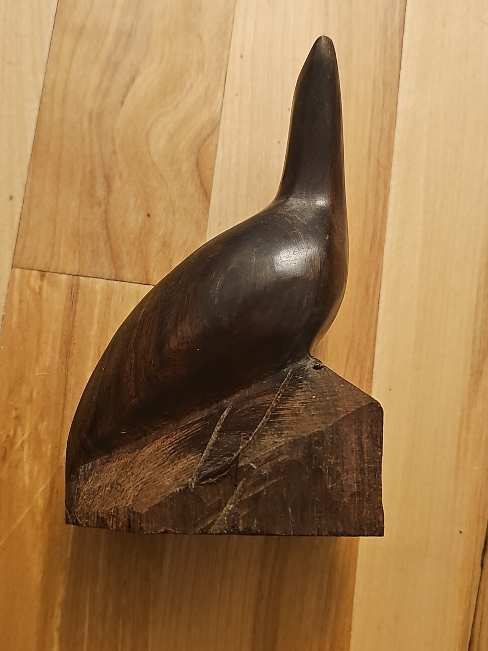 Vintage African Hand Carved Wood Seal Figurine Statue