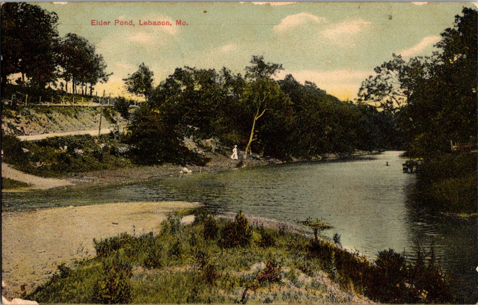 Vintage Postcard Elder Pond in Lebanon MO Missouri Laclede County 1909 (A4)