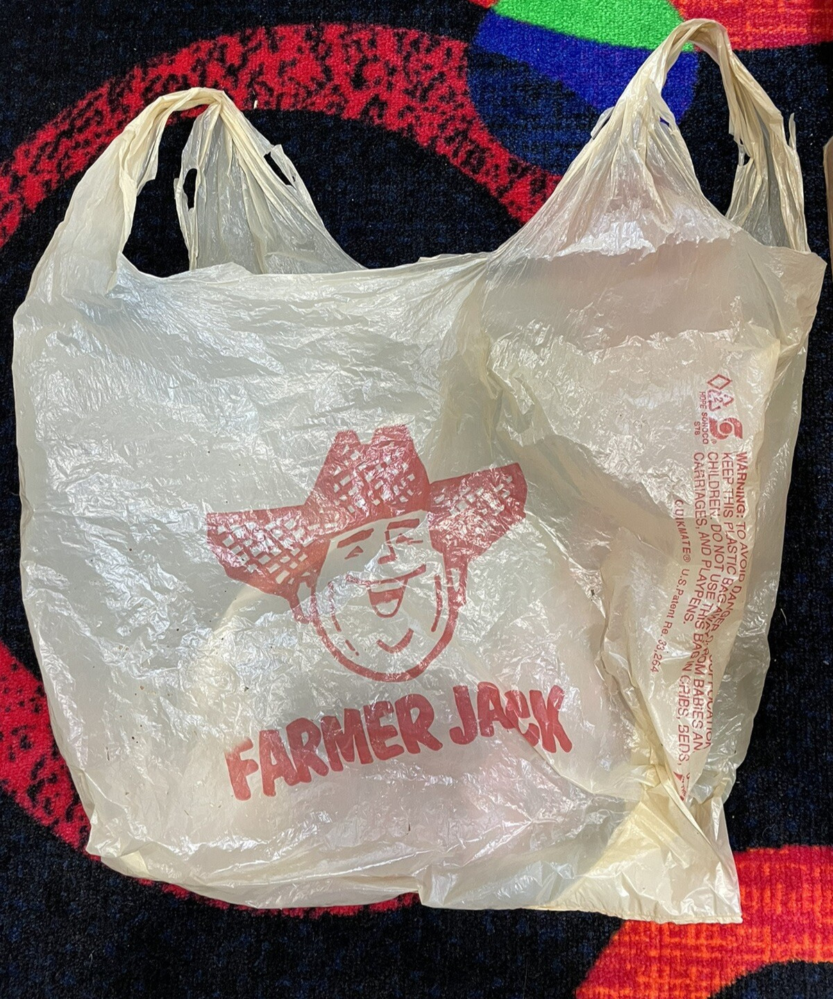 Vintage Farmer Jack Grocery Bag Plastic Advertising Midwest Supermarket Store Vintage Farmer Jack Grocery Bag Plastic Advertising Midwest Supermarket Store