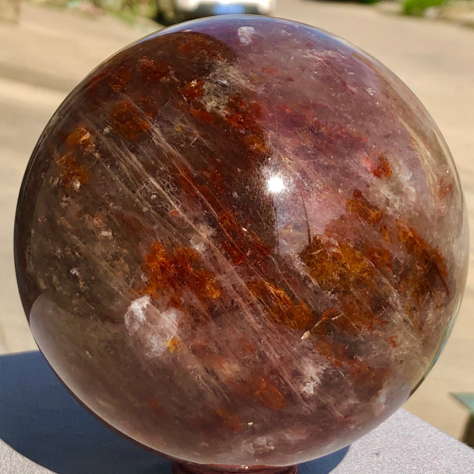 5.01lb  Natural Red Gum Flower stone quartz sphere crystal ball reiki healing
