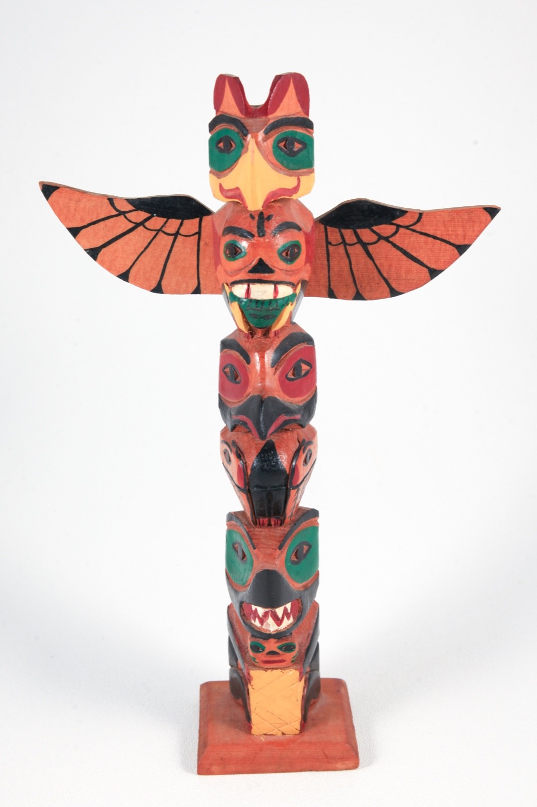 VTG Hand Carved Painted Wood Thunderbird Totem Pole Pacific NW First Nations 12\