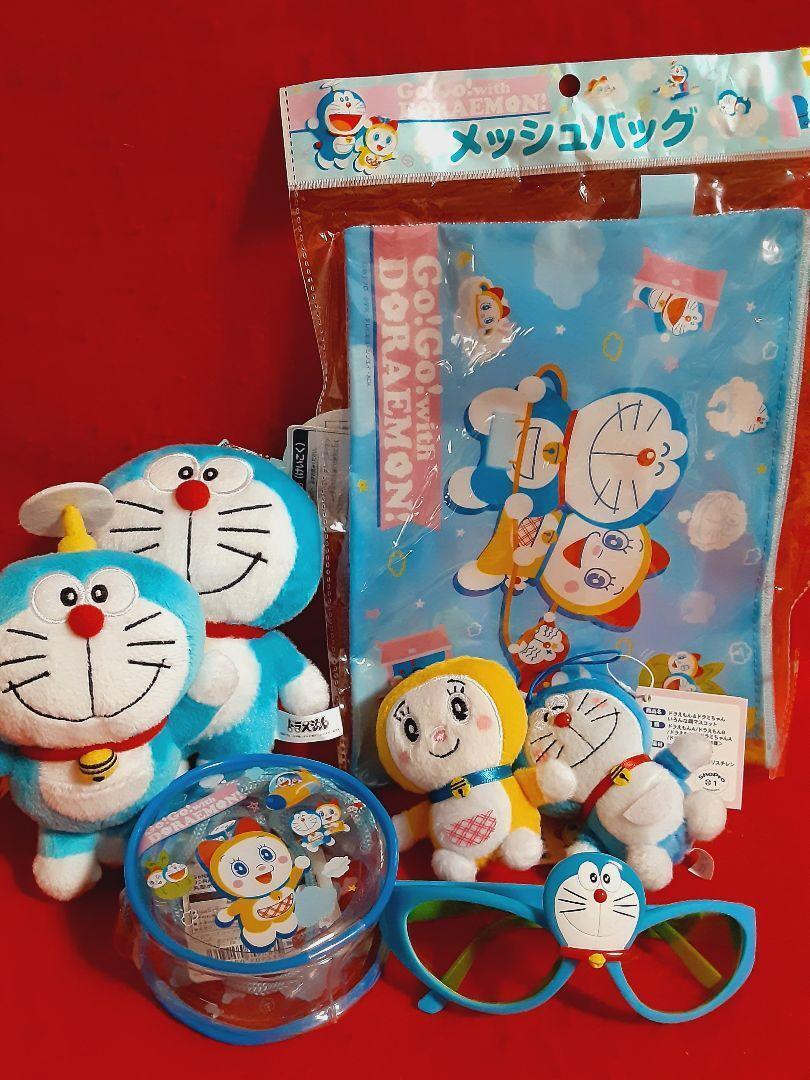 Doraemon Goods lot of 7 Mascot Pouch Dorami Doraemon Mesh bag Glasses Anime